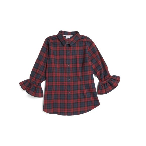GRETCHEN SCOTT Red Plus Ruffle Sleeve Blouse - Picture 1 of 2